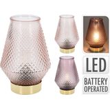 Home & Styling Tafellamp LED Gouden Voet Roze - H17 cm -Lamp - Zonder Snoer - Sfeerverlichting