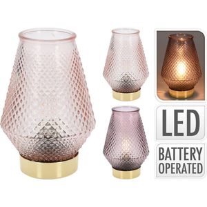 Home & Styling Tafellamp LED Gouden Voet Roze - H17 cm -Lamp - Zonder Snoer - Sfeerverlichting