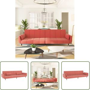 The Living Store Slaapbank - fluweel roze - 220x84.5x69 cm - verstelbare rugleuning