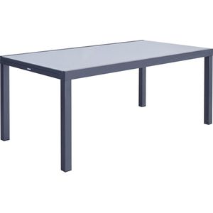 NATERIAL - uitschuifbare tuintafel LYRA - uitschuifbare tafel voor 8 tot 10 personen - 180/260x100cm - eettafel - aluminium - met glazen blad - antraciet