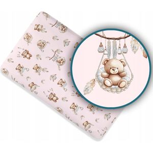 Hoeslaken Katoen Kinderbed 140x70cm - Beren in Mandjes Roze