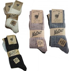 2 paar alpaca sokken - warme wintersokken - thermosokken - huissokken - unisex - maat 39-42 - 2 tinten bruin - dun