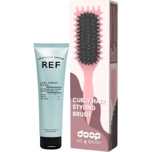 REF Curl Cream 150ml + doop Me & Brush Luxe Haarborstel Roze