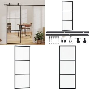 vidaXL Schuifdeur met beslag 76x205 cm aluminium en ESG-glas - Schuifdeur - Schuifdeuren - Glijdeur - Glijdeuren