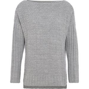 Knit Factory Emily Gebreide Dames Trui - Dames pullover gemaakt van Wol - Damestrui voor in de winter - Wintertrui - Lange mouw - Boothals - Licht Grijs - 36/38