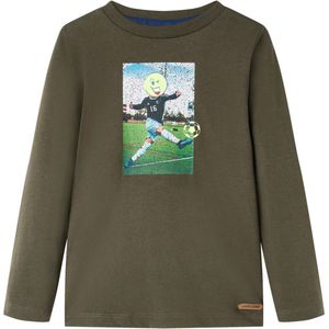 vidaXL - Kindershirt - met - lange - mouwen - 104 - kakikleurig