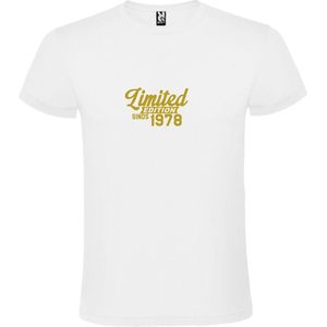 Wit T-Shirt met “Limited sinds 1978 “ Afbeelding Goud Size S