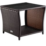 Casaria Polyrattan Bijzettafel - WPC Tafelblad - Bruin
