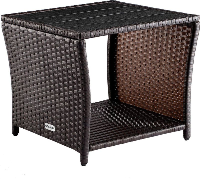Casaria Polyrattan Bijzettafel - WPC Tafelblad - Bruin