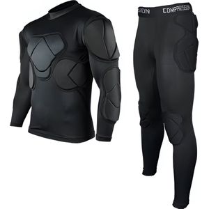 WoYoW® - Keeper Jersey En Broek - Gepadde Bescherming - Ademend & Licht - Logo Aangepast - Mannen - Maat L - Zwarte Lange Mouw - Bodyprotector
