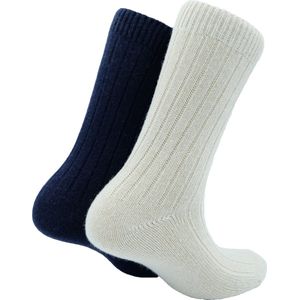The Sockmaker sokken dames 36-41 - 2-pack Cashmere - duurzaam - Cream and Navy
