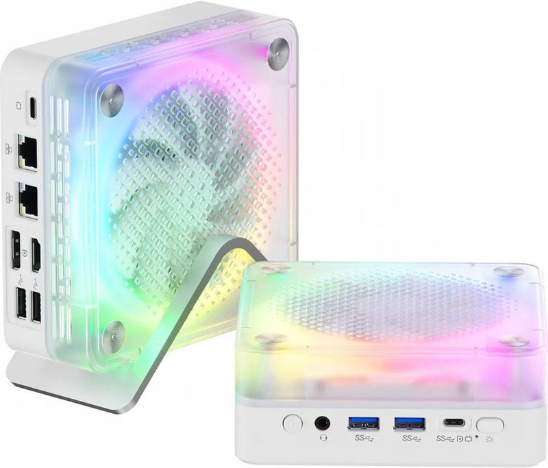 Firebat MN56 Mini PC – AMD Ryzen™ 7 8745HS (8 cores, tot 4.75 GHz) – 16 GB DDR5 RAM – 512 GB NVMe SSD – Windows 11 Pro – WiFi 6 – Bluetooth 5.2 – HDMI & USB-C – 4K Triple Display – Compacte Desktop PC