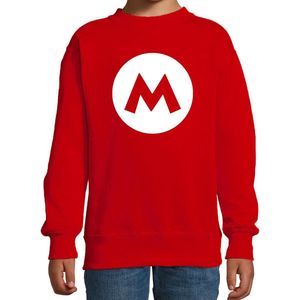 Italiaanse Mario loodgieter verkleed sweater / trui rood voor kinderen - carnaval / feesttrui kleding / kostuum 134/146