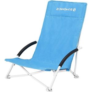 Strandstoel met hoge rugleuning - draagbaar, inklapbaar en lichtblauw met draagtas beach sling chair