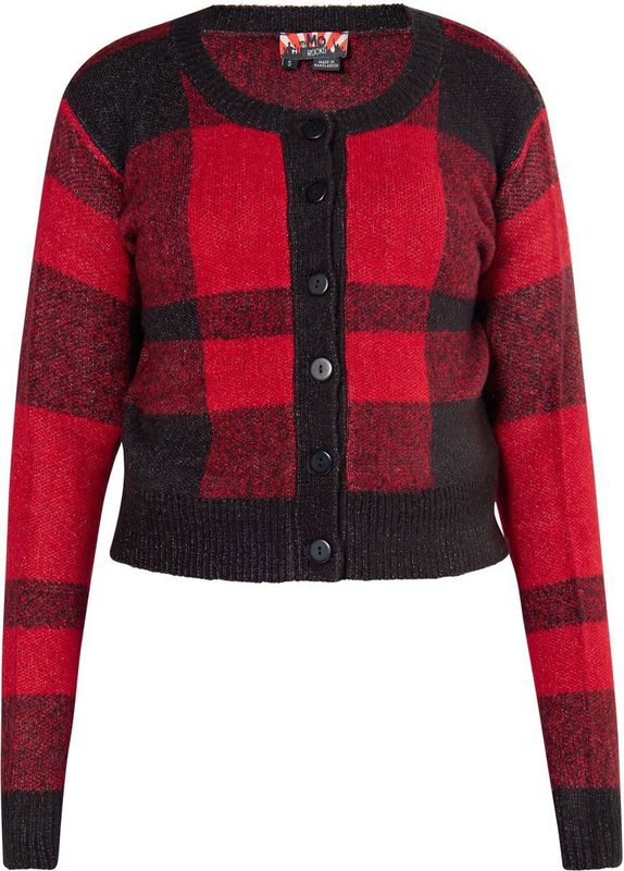 myMo - ROCKS - Gebreid Vest - Rood/Zwart