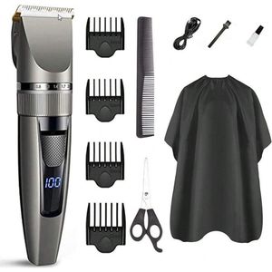 S&E Professionele Draadloze Haartrimmer – Oplaadbare Haarknipset met 4 Kamgidsen