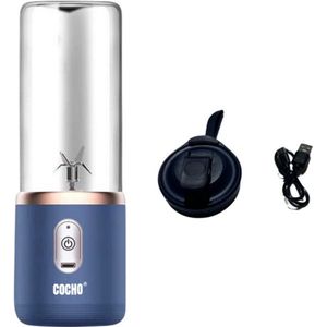 COCHO® Blender To Go - Smoothie Maker - Blauw - Oplaadbare Mini Blender - Smoothies & Shakes - Draadloos & Draagbaar - Fruit Mixer - USB Oplaadbaar - 400ML
