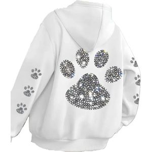 Hoodie pootjes - vest - sweater - outdoortrui - trui - pootafdrukken - rits - capuchon - maat M