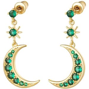 To the moon and back - Sparkle Collection - Oorbellen - Moon Green