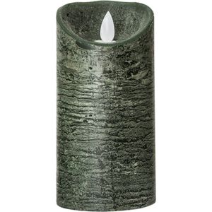 PTMD LED Kaars rustiek donkergroen 7,5 x 7,5 x 15 cm - LED Light Candle rustic dark green moveable flame M
