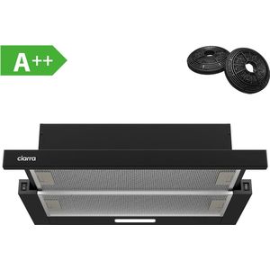 CIARRA CBCB6906D - Vlakscherm Afzuigkap - 60cm Zwart – Inclusief set koolstoffilters - 370m3 – Energieklasse A++