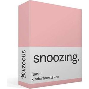 Snoozing - Flanel - Kinderhoeslaken - Junior - 70x140/150 cm - Roze