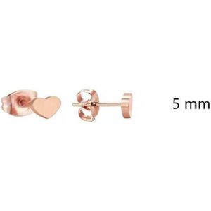 Aramat jewels ® - Oorbellen hartje zweerknopjes rosékleurig chirurgisch staal 5mm