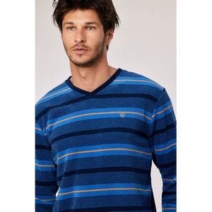Woody pyjama heren - blauw gestreept - 252-10-MVL-D/943 - maat XXL
