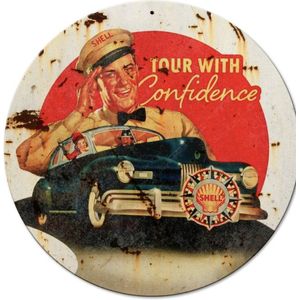 Shell Tour With Confidence Metalen Bord 36 cm