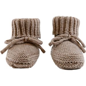 Lodger - Wollen slofjes - Bruin - Comfortabel & warm voor kleine voetjes - 0-6 M
