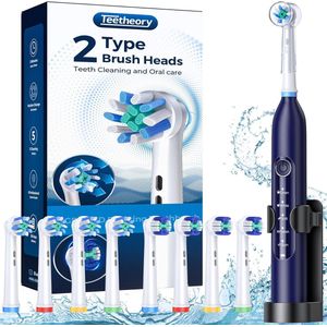 Elektrische tandenborstel voor volwassenen met 8 opzetborstels en 5 reinigingsmodi