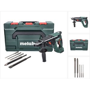 Metabo KH 18 LTX 24 accu combihamer 18 V 2,1 J SDS plus + 5-delige boor- en beitelset + metaBOX - zonder accu, zonder oplader