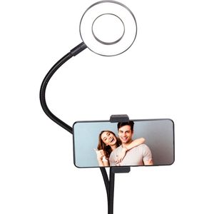 Grundig Selfie Ringlamp - Ringlight - Tiktok Lamp met Tafelklem - Flexibele Hals - USB