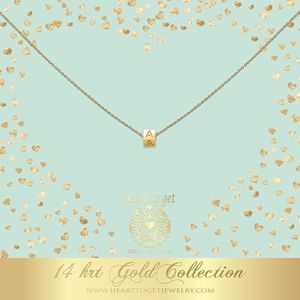 Heart to Get 14 Karaat Gouden Cube Initial Bedel  (Letter T) - Goud