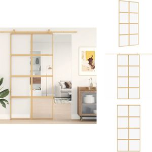 vidaXL Schuifdeur - Schuifdeuren - Schuurdeur - Schuifdeur Op Rail - Schuifdeur 102,5x205 cm helder ESG-glas en aluminium goudkleur