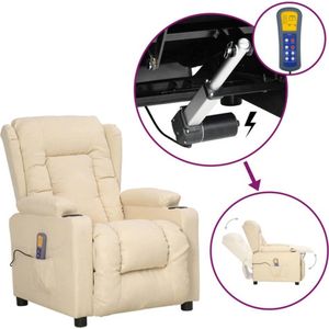 vidaXL - Sta-op-massagestoel - stof - crèmekleurig