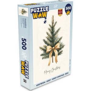 Puzzel Kerstboom - Kerst - Merry Christmas - Beige - Legpuzzel - Puzzel 500 stukjes - Kerst - Cadeau - Kerstcadeau voor mannen, vrouwen en kinderen