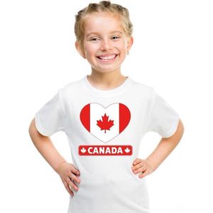Canada hart vlag t-shirt wit jongens en meisjes 110/116