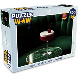 Puzzel Kers - Cocktail - Rood - Marmer print - Legpuzzel - Puzzel 500 stukjes