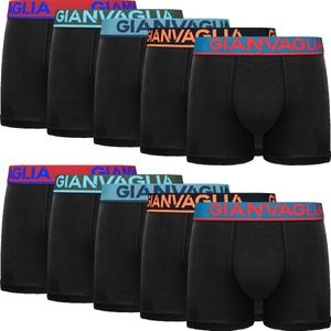 Boxershort Heren | 10 Pack | Katoen | Maat L | Zwart met Gekleurde Band | Ondergoed Heren | Onderbroeken Heren