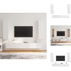 vidaXL Klassieke TV-meubelset - Hoogglans wit - 100x30x30cm - 30.5x30x110cm - Kast
