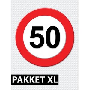 Verkeersbord 50 jaar feestartikelen pakket XL