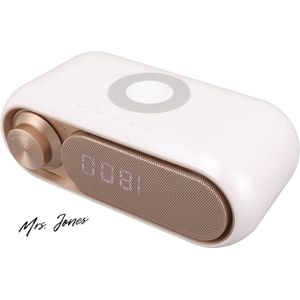 Mrs. Jones Digitale Wekkerradio Draadloos Opladen Bluetooth-luidspreker Aux USB-oplaadpoort (Wit Spray Goud 10W) .