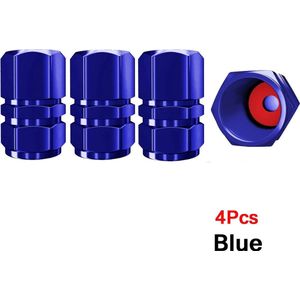Ventieldoppen - Auto - Motor - 4 stuks - Aluminium - Autowiel Ventiel Doppen - Band - Velg - Steel Covers - Auto Stofdichte Band Cap - Voor Auto en Motoren - Blauw