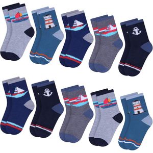 Jongenssokken voor Lente en Zomer - 10/12 Paar met Schattige Motieven