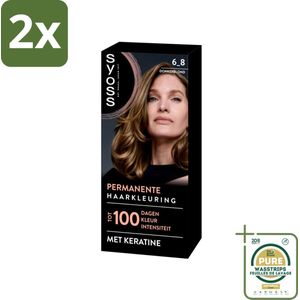SYOSS - Permanent Coloration 6-8 - Haarverf - Permanente Haarkleuring - Donkerblond - Grijsdekking - Voordeelverpakking - 2 stuks - Keratine - Grijsdekking