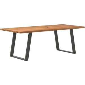 vidaXL - Eettafel - met - natuurlijke - rand - 220x100x74 - cm - massief - eikenhout