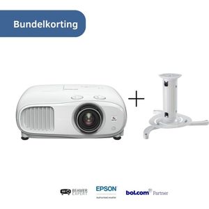 Epson EH-TW7000 Home Cinema Beamer | Inclusief Beamerbeugel | 3000 ANSI lumen | 4K PRO-UHD-projector | Thuisbioscoop | Tot 500 inch | 2D en 3D | Bluetooth | Lens shift | 100.000:1