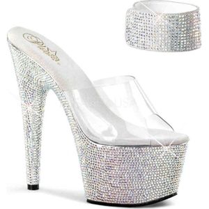 Pleaser - BEJEWELED-712RS Sandaal met enkelband, Paaldans schoenen - Paaldans schoenen - 36 Shoes - Zilverkleurig/Transparant