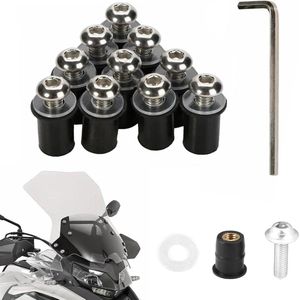 Voorruitschroeven 10 stuks M5 x 16 mm motorfiets voorruitbouten schroevendraaier windschild bevestiging schroeven (zilver)